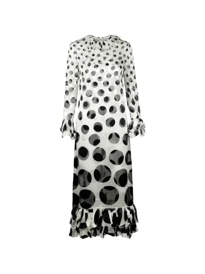 Valentino Polka-dot Ruffled Maxi Dress In White