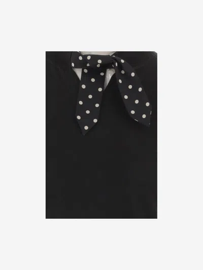 Valentino Polka-dot Scarf Detail Blouse In Black