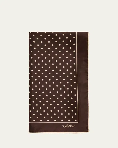 Valentino Polka-dot Silk Foulard Scarf In Brown