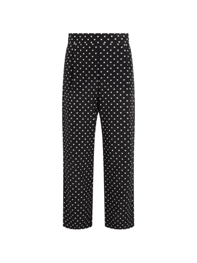 Valentino Polka-dot Silk Crepe De Chine Wide-leg Pants In Black