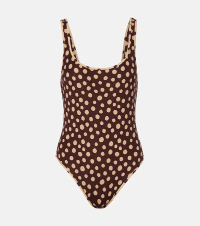 Valentino Polka-dot Swimsuit In Brown