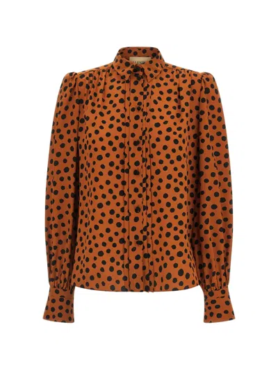 Valentino Polka Dot Print Shirt Shirt And Blouse Multicolor In Brown