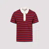 Valentino Garavani Striped Polo Shirt In Rgn Rosso Indaco
