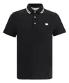 Valentino Garavani Black Polo Shirt With Classic Bicolor Collar And Logo Patch On The Front In Cotto In Black