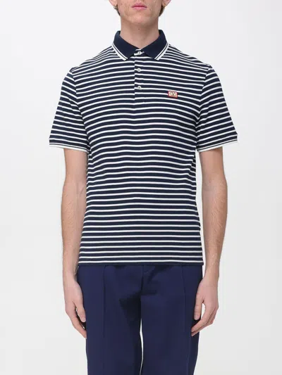 Valentino Garavani Signature Vlogo Patch Front Placket T-shirt In Size M In Blue