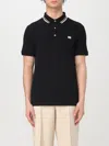 Valentino Garavani Black Polo Shirt With Classic Bicolor Collar And Logo Patch On The Front In Cotto In Black