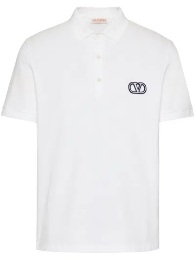 Valentino Logo Cotton Polo In White