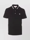 Valentino Garavani Black Polo Shirt With Classic Bicolor Collar And Logo Patch On The Front In Cotto