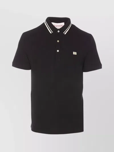 VALENTINO POLO SHIRT WITH RIBBED COLLAR AND SHORT SLEEVES