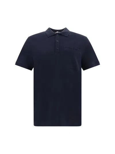 Valentino Button Detailed Short-sleeved Polo Shirt In Navy