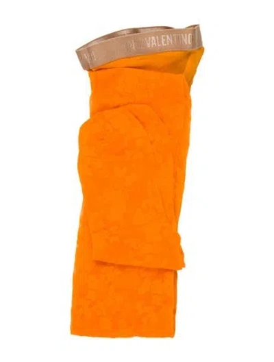 Pre-owned Valentino Polyamide Blend Knee High Tights W/tags In Orange