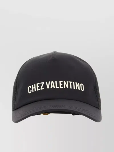 Valentino Garavani Polyester Baseball Cap Mesh Panels In Black