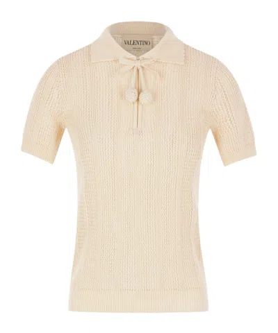 VALENTINO VALENTINO OPEN-KNIT POLO KNITTED TOP