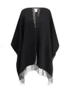 Valentino Toile Iconographe Poncho In Nero/nero/crema