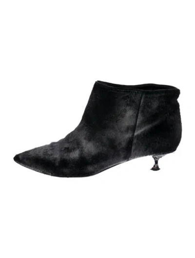 Pre-owned Valentino Garavani Ponyhair Mules In Black