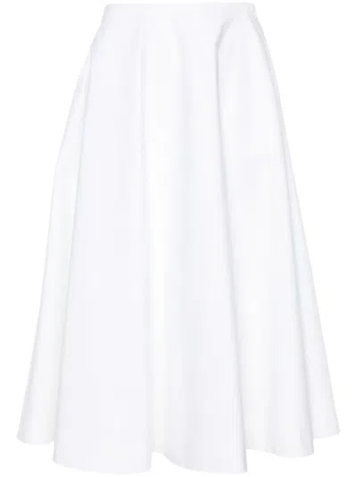 Valentino Poplin Midi Skirt In Bianco_ottico