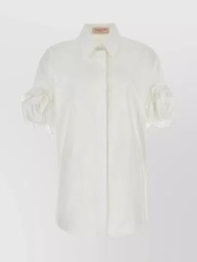 Valentino Shirt Solid Compact Popeline In Optic White