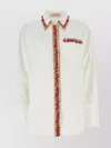 Valentino Poplin Shirt With Long Sleeves And Embellished Collar In White