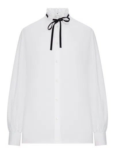Valentino Poplin Shirt With Ruffled Collar In White