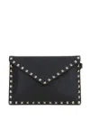 Valentino Dnu Inv  Rockstud Grainy Leather Pouch In Black