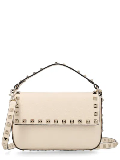 Valentino Garavani Pouch Rockstud In Vitello Granato In White