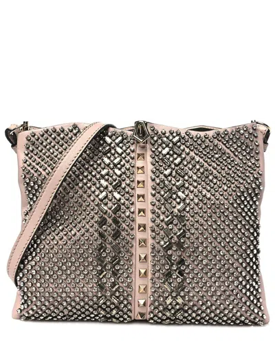 Valentino Garavani Valentino Poudre Calfskin Crystal-embellished Rockstud Crossbody (authentic  Pre-loved) In Pink