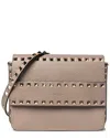 Valentino Poudre Pebbled Calfskin Leather Rockstud Side Slip Crossbody  (authentic Pre-loved) In Gray