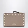 Valentino Garavani Powder Pink Leather Rockstud Zip Card Holder