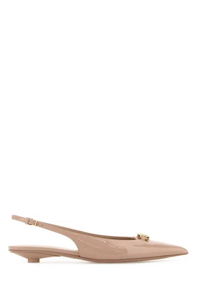 Valentino Garavani Vlogo Signature Leather Slingback Ballerina Shoes In Pink