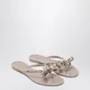 Valentino Powdery Rockstud Low Sandal In Neutral