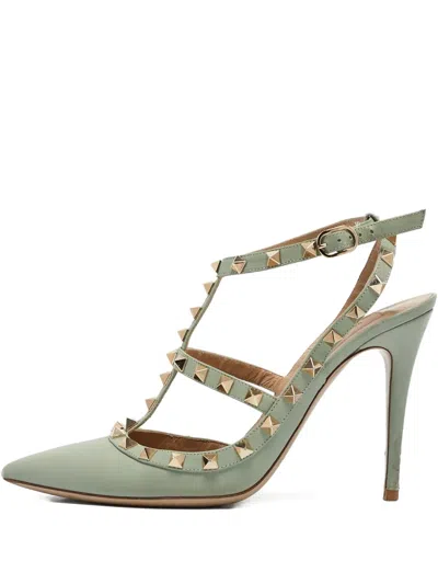 Pre-owned Valentino Garavani  105mm Rockstud T-strap Pumps