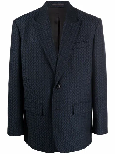 Valentino Premium Wool Men's Jacket For Fw21 In Blu Medio  Blu Scuro