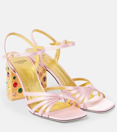 VALENTINO GARAVANI PRESHOES 90 EMBELLISHED SATIN SANDALS