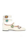 Valentino Preshoes Ballerina Flat In Ivory  Crystal  & Multicolor