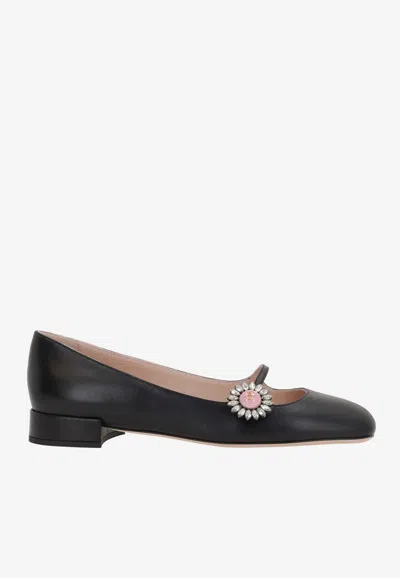 VALENTINO GARAVANI PRESHOES MARY-JANE LEATHER BALLET FLATS
