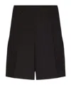 Valentino Pressed Crease Wool Tailored Shorts In Black