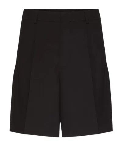 Valentino Pressed Crease Wool Tailored Shorts In Black