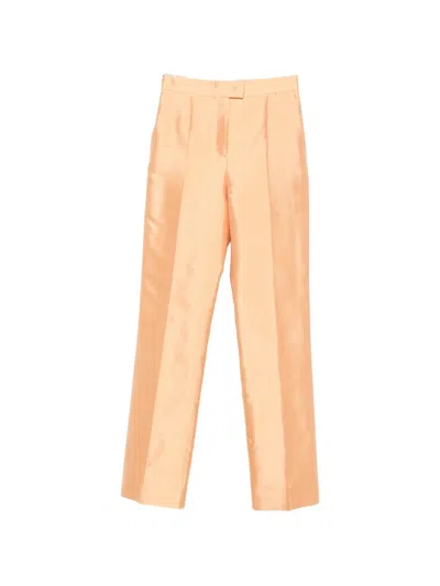 Valentino Pressed-crease Tailored Trousers In Brown