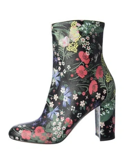 Pre-owned Valentino Garavani Primavera Print Leather Boots In Black