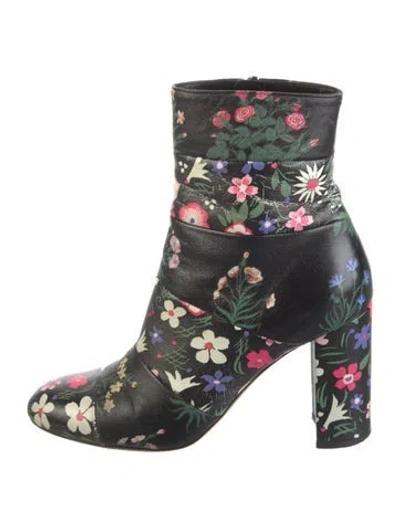 Pre-owned Valentino Garavani Primavera Print Leather Boots In Black