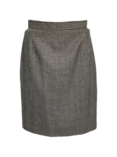 Pre-owned Valentino Prince Of Wales-check Skirt In Gray