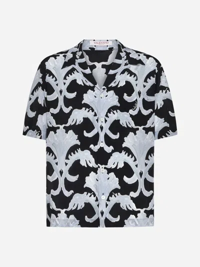 Valentino Graphic-print Silk T-shirt In Black