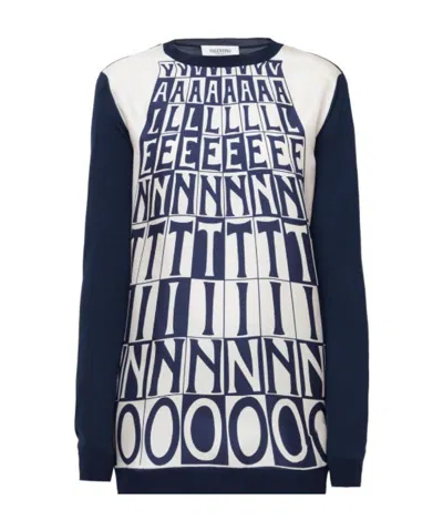 Valentino Print Sweater In Black