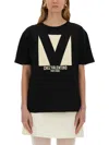 Valentino Cotton Crew Neck T-shirt Drop Shoulder In Black