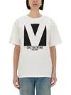 Valentino Crewneck Graphic Print Ribbed Short-sleeve Cotton Jersey In White