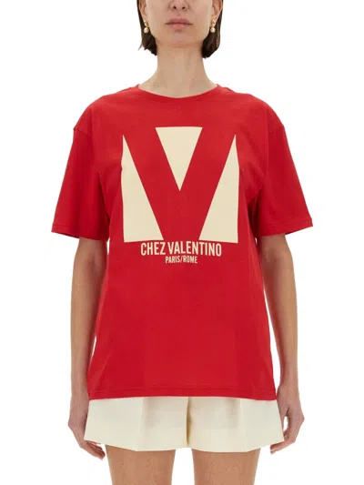 Valentino Print T-shirt Xs In Red