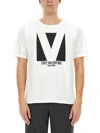Valentino Crewneck T-shirt With Frontal Logo Print In White