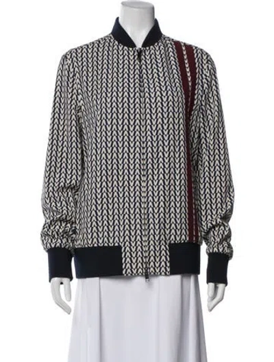 Pre-owned Valentino Printed Bomber Jacket In Blue