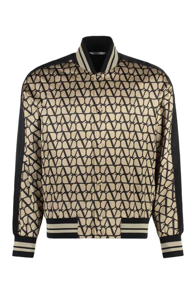 Valentino Printed Bomber Jacket In Neutral