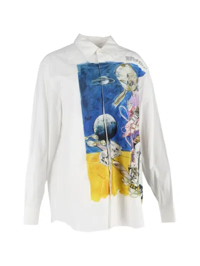 Pre-owned Valentino Printed Button-up Shirt In White